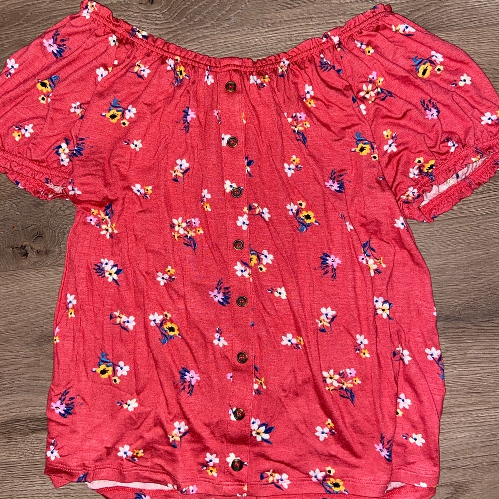 pink rose off the shoulder top